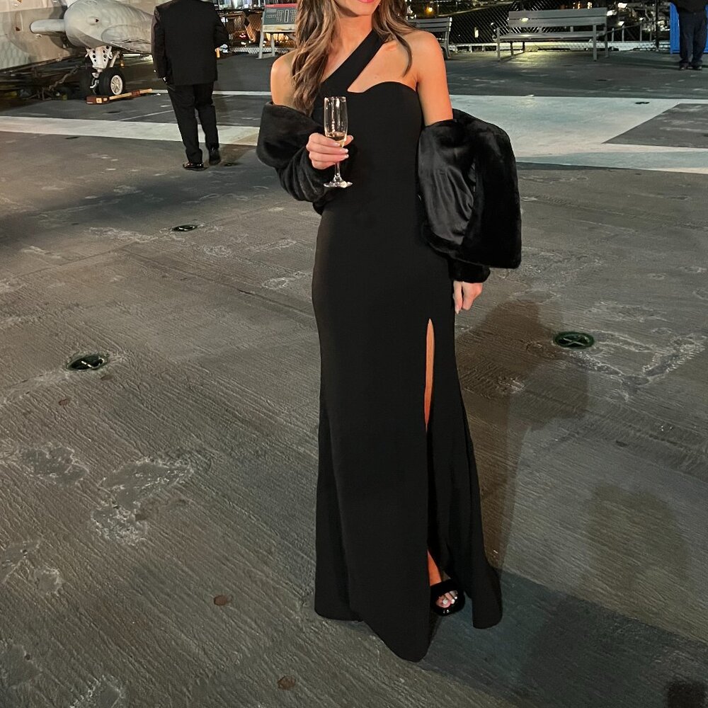 Lulus Black Asymmetrical Mermaid Maxi Dress -- Only Worn Once!